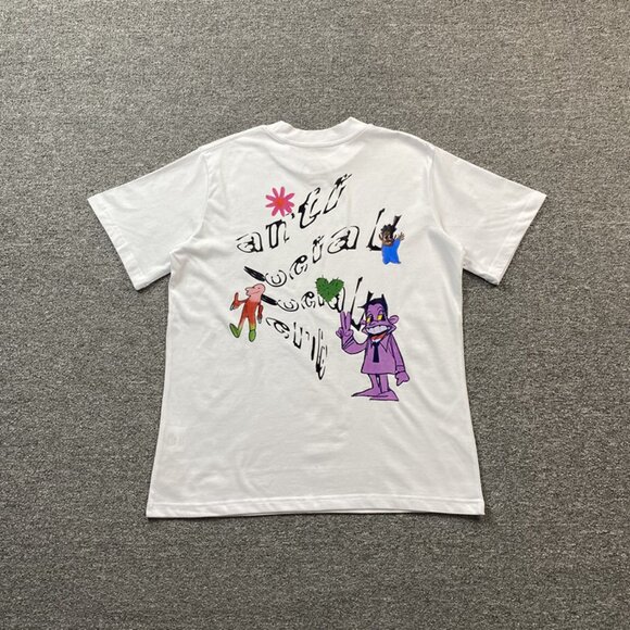 Anti Social Social Club White T Shirt With Colorful Cartoon Print